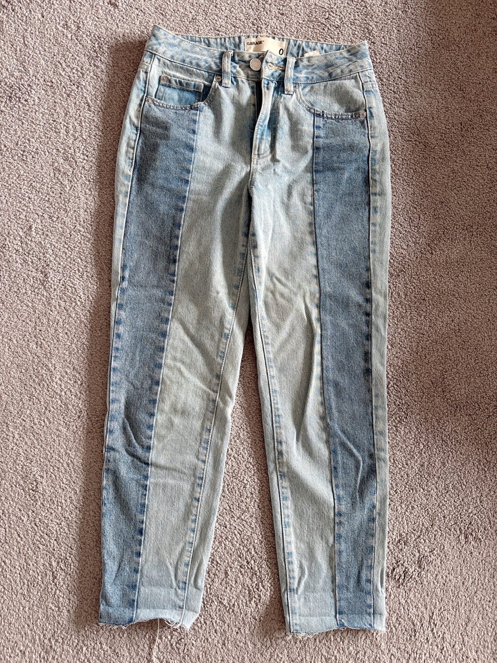 Garage Two-Tone Light Blue Panel High-Waist Jeans